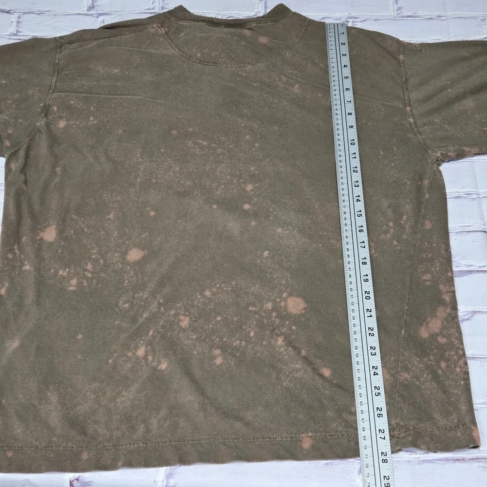 Vintage Levis Strauss Mens Brown Bleach Wash Henley Long Sleeve Shirt Large L